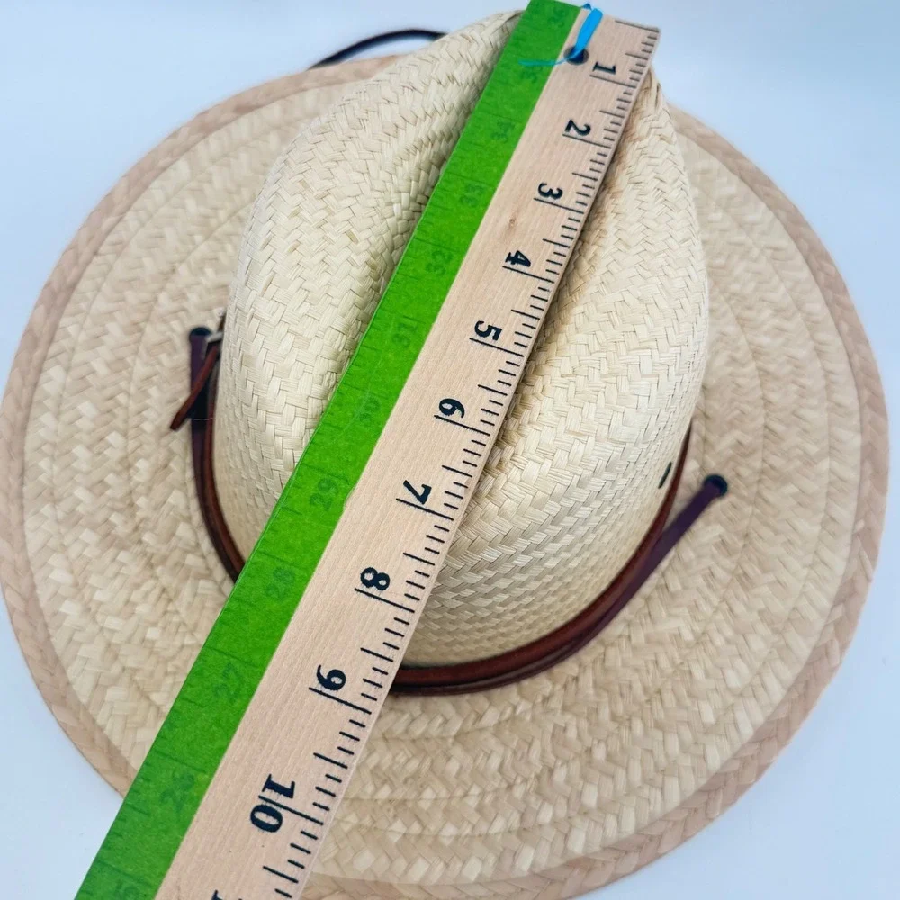 Double M Saddlery Boot Daddy Straw Safari Hat OS Natural Tan Leather Band Strap